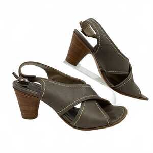 AGL Gray Slingback Leather Heels | 37EU (6 US) Classic Style